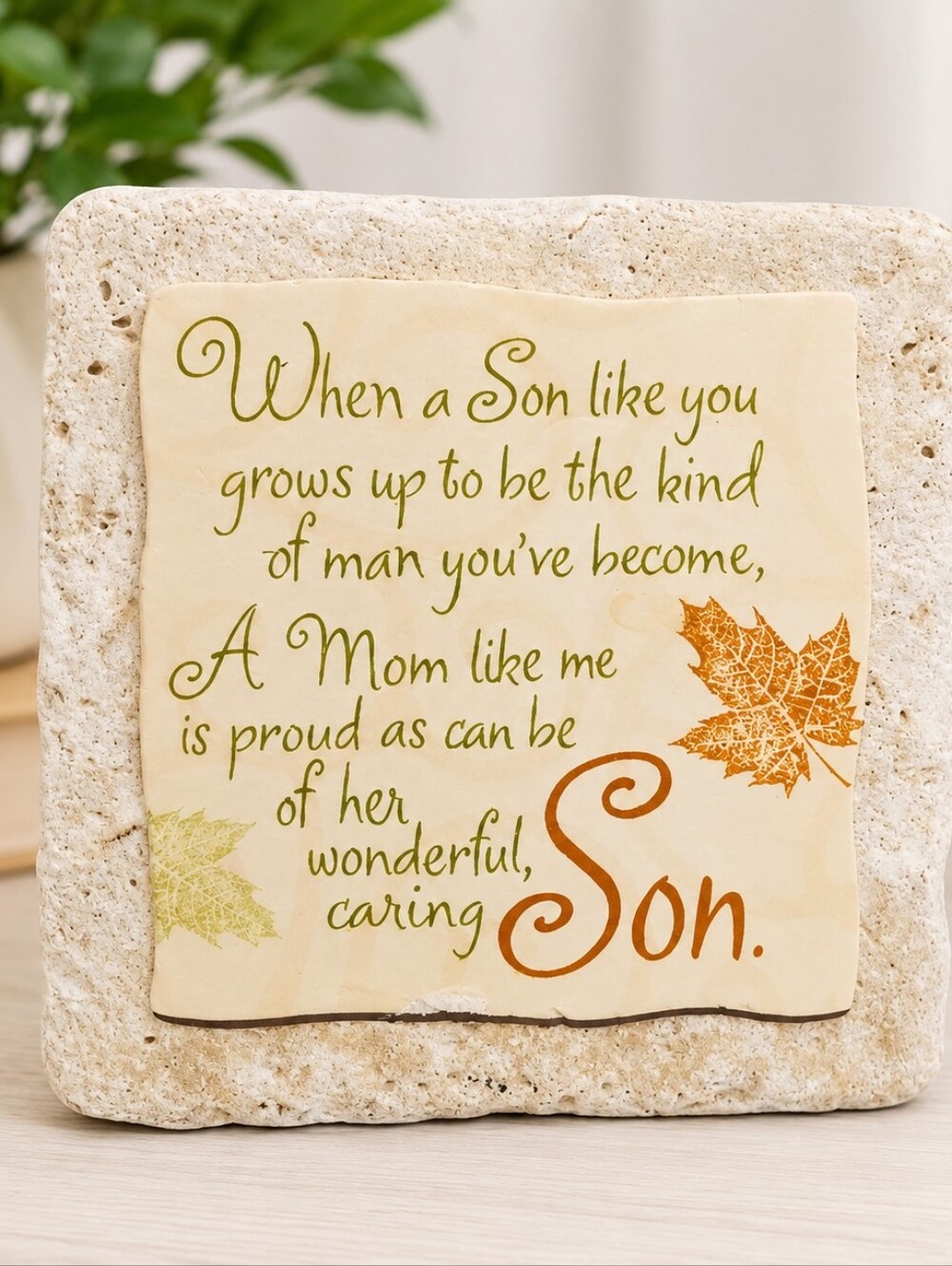 Sentimental Son Decorative Stone Plaque | Heartfelt Mom Quote Décor